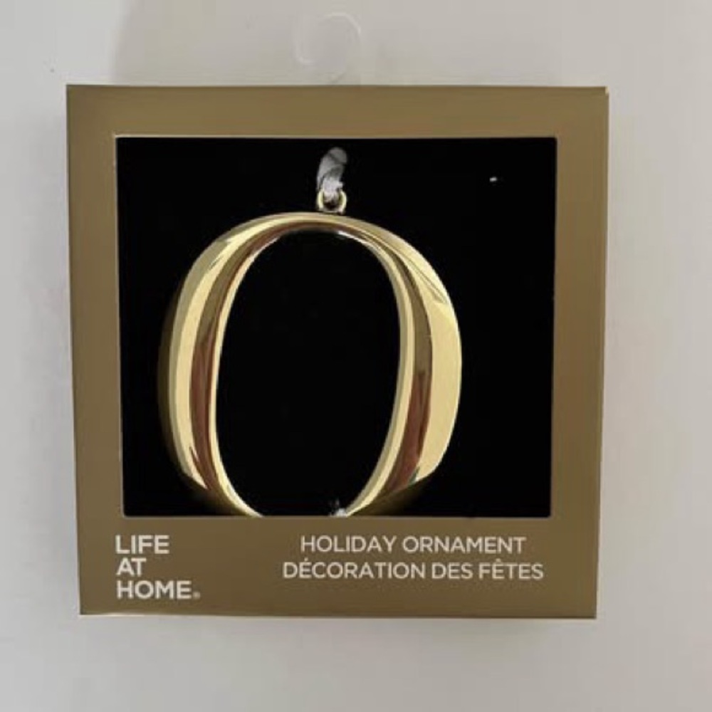 Letter O Metal Christmas Ornament